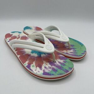 CROCS Crocband Womens Size 7 Mens 5 Tie Dye Unisex Flip Flop Thong Sandals